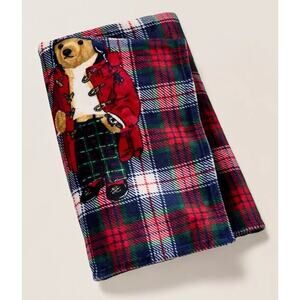 NWT POLO Ralph Lauren HOLIDAY BEAR Multicolor PLAID 50” X 70” Fleece Blanket